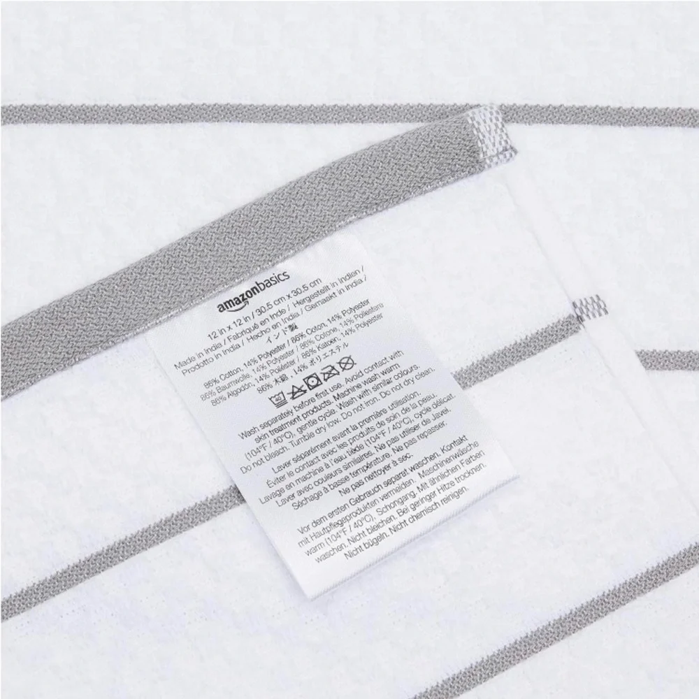 100% Cotton Terry Kitchen Towels,Popcorn Texture 4-Pack,Grey Stripe Dish towels